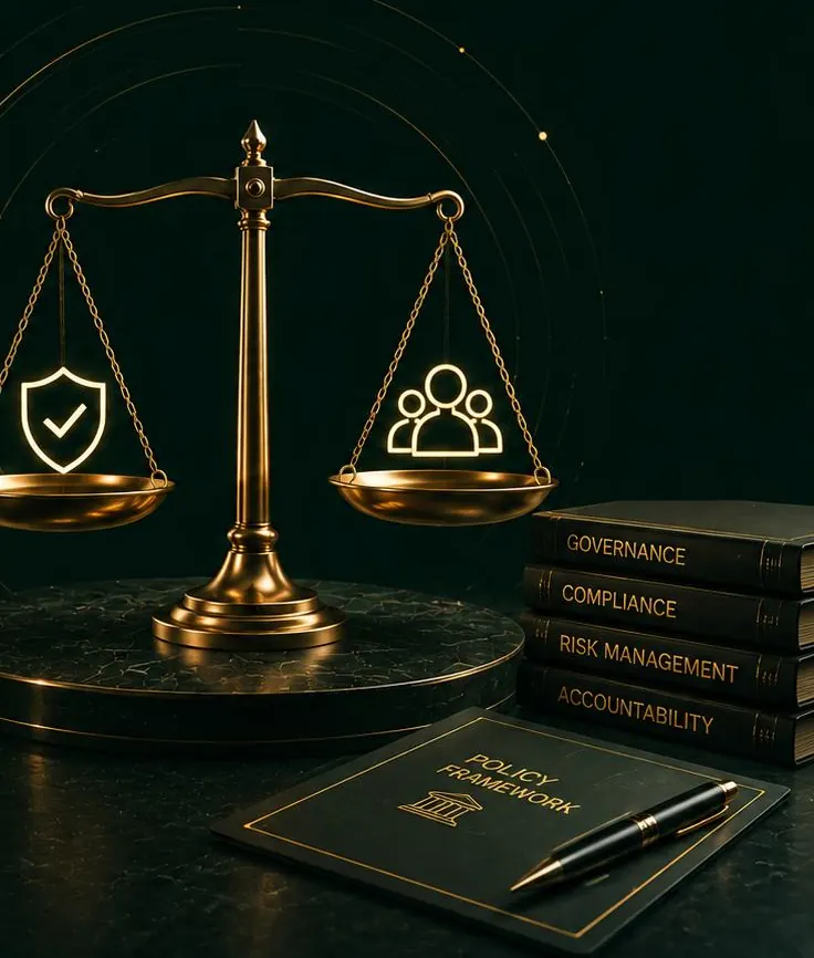 Scales of justice beside governance documents